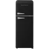 2 Door Apartment Size Retro Refrigerator with Top Freezer, Chrome Handles, 7.5 cu ft, Black