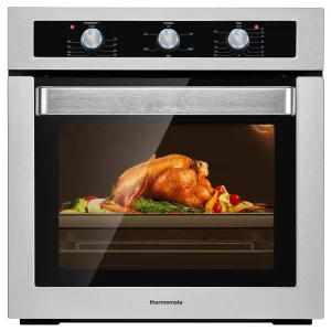 24 "Single Wall Oven, Thermomate 2.3 Cu.ft. Electric Wall Oven with 5 Cooking Functions, 2000W White Built-in Ovens, Mechani