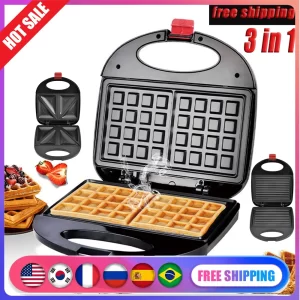 Electric Sandwich Maker 750W Panini Press Non-stick Coated Breakfast Machine Double Sided Heating Portable for Kitchen Cooking