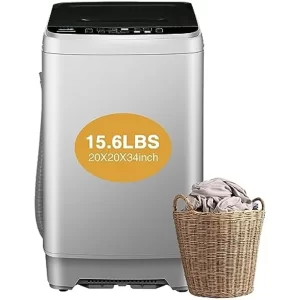 Full Automatic Washing Machine, AYCLIF 15.6 lbs Top Load Portable Washer with Drain Pump,10 Wash Programs 8 Water Levels