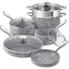MICHELANGELO Pots and Pans Set 10 Piece, Cookware Set with Granite Coatings for Super Nonstick Result Essential Stone