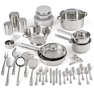 Mainstays Stainless Steel Cookware and Kitchen Combo Set, Pots and Pans Set