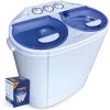 Portable Compact Mini Twin Tub Washing Machine w/Wash and Spin Cycle, Built-in Gravity Drain, 13lbs Capacity For Camping