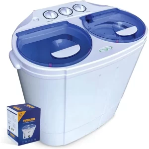 Portable Compact Mini Twin Tub Washing Machine w/Wash and Spin Cycle, Built-in Gravity Drain, 13lbs Capacity For Camping