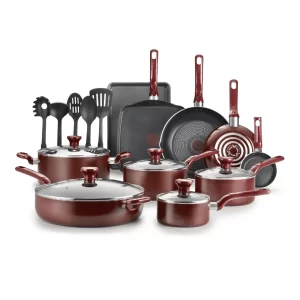 T-fal 20PCS Easy Care Dishwasher Safe Nonstick Cookware Set DISHWASHER AND OVEN SAFE: Up to 350°F