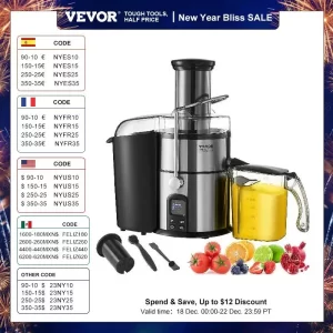 VEVOR Juicer Machine 850W Motor Centrifugal Juice Extractor Easy Clean Centrifugal Big Mouth Large for Fruits and Vegetables