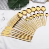 24pcs Gold Dinnerware Set Stainless Steel Tableware Set Knife Fork Spoon Flatware Set Dishwasher Safe Silverware Cutlery Set