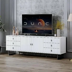 Chrangmay TV Stand for 50 Inch TV, Modern Living Room Entertainment Center with Storage Cabinets,TV Table, Media Console