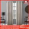 Curtains Linen Blend Blackout Grommet Top Curtain Curtains for Bedrooms Tulle Living Room Bedroom the Rooms Shades Screen Home