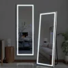 Full Body Mirror 63 X 16 Inch Full Length Mirror With LED Lights White With Stand Mirrors Floor Large Standing Living Room Home
