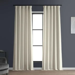 Italian Faux Linen Curtains 96 Inches Long Room Darkening Curtains for Bedroom and Living Room 50 X 96, Parchment Cream