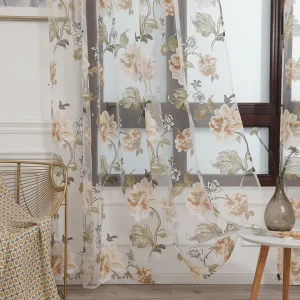 Peony Tulle Curtains for Living Room Floral Window Sheer Curtain Bedroom Color Curtains Home Decor Treatments Voile Panel Drapes