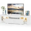TV Stand with LED Lights, Entertainment Center Media and Open Shelf Console Table Storage Desk ，up to 75 Inch TV