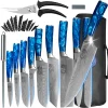 XYj Professional Master Chef Knives Set Culinary Knife with Roll Bag Kitchen Scissors Etched Laser Stainless Steel Kitchen Knife