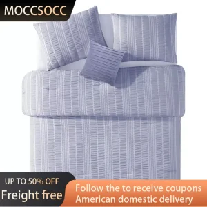 4-Piece Navy Stripe Polyester Comforter Set Scourge King Freight Free Bedspread on the Bed Duvet 2 People Warm Winter Duvet Sets