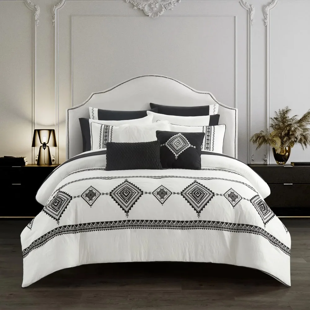 Black and White Summit 12 Piece Pre Washed Bed in a Bag, Queen Comfortable Luxurious Soft Cover Set All S