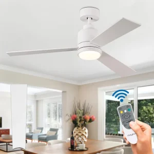Ceiling Fans with Lights Remote Control, 48 Inch Matte White Ceiling Fan, Modern Ceiling Fan with 6 Speeds,Dimmable & Timer
