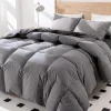 Goose Feather Down Comforter King Size,750 Fill Power,1200TC,100% Organic Cotton Fabric,All Season Grey Duvet 8 Corner Tabs