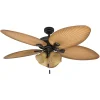 Honeywell Palm Valley 52" Bronze Tropical Ceiling Fan with 5 Palm Blades, Pull Chain & Reverse Airflow