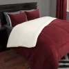 Lavish Home 3-Piece Sherpa Full/Queen Bedding Comforter Set, Burgundy edredon comforter duvet blanket edredones queen