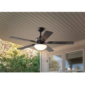 Mainstays 52" Indoor/Outdoor Oil Rubbed Bronze 5 Blade Reverse Airflow Ceiling Fan, 1 LED Light Bulb ceiling fans