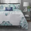 Teal Medallion 10 Piece Bed in a Bag Comforter Set with Sheets