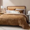 Velvet Quilt King Size, Luxury Velvet Bedding Set,Lightweight Comforter Set, Velvets Bedspread Coverlet with 2 Pillow,Gold
