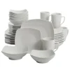 Everyday Square Expanded 40-Piece Dinnerware Set Dinner Dining Table Bowls and Plates
