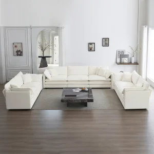 3 Piece Sofa Set Oversized Sofa Comfy Sofa Couch, 2 Pieces of 2 Seater and 1 Piece of 3 Seater Sofa for Living Room, Deep Seat S