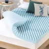 4 Inch Egg Crate Memory Foam Mattress Topper with Cooling Gel Infusion, CertiPUR-US Certified, Light Blue