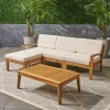 5 Pieces Brown and Beige Outdoor Patio Conversation Set with Cushions 39.5"