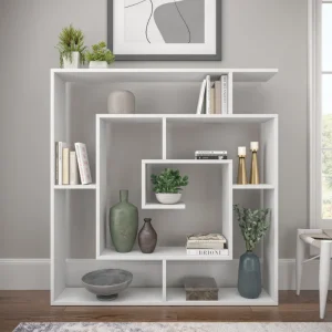 Ada Home Decor Furniture 4 Tier Open Shelf White Briscoe Modern Bookcase bookshelf storage