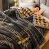 Bedspreads for Double Bed Plaid 2 Ply Reversible Raschel Bed Blanket Plush Ring Korean Mink Blanket 71“X87” Silky Soft and Warm