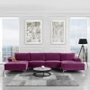 Casa Andrea Milano Modern Large Velvet Fabric U-Shape Sectional Sofa, Double Extra Wide Chaise Lounge Couch, Purple