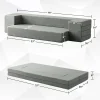 Convertible Folding Sofa - Modern Linen Fabric Coffee Table, Foldable Floor & Futon Couch, Space-Saving Chair with Pillows