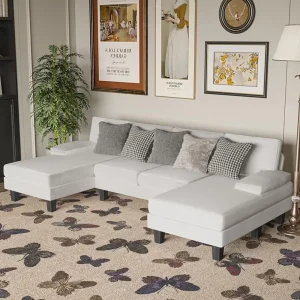 Convertible Sectional Sofa Couch Loveseat Modern Chenille Fabric U-Shaped Hall Sofas Living Luxury Modular Room Furniture Home