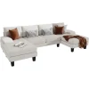 Convertible Sectional Sofa U-Shaped Couch with Soft Modern Cotton Chenille Fabric, Oversized Seats with Comfortable Backrest