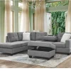Evedy Modern Sectional L-Shaped Couch with 2 Cup Holders and Storage Ottoman,3 Seaters, Extra Wide Reversible Chaise,Upholstered