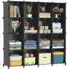 FUNLAX Cube Storage Shelf, 16 Storage Cubes Closet Organizers and Storage Portable Cube Storage Organizer Plastic Bookshelf