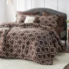 Full Comforter Set 7 Pieces - Brown Quatrefoil Comforters Full Size, Lightweight Bedding Sets for All Season, Bed in a Bag