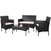 Homall 4 Pieces Patio Rattan Chair Wicker Set,Outdoor Indoor Use Backyard Porch Garden Poolside Balcony Furniture