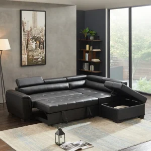 PU Leather Sofa Sectional Sofa Bed for Living Room Sleeper Sofa Set Modern L Shaped Comfortable Large Sofa Leisure Soft Couch