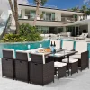Patio Dining Sets, 5pcs/9pcs Outdoor Conversation table Space Saving Rattan Chairs with Glass Table, PE Wicker Furniture