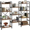 SUPERJARE Triple 4 Tier Bookshelf, Bookcase with 11 Open Display Shelves, Wide Book Shelf Book Case for Home & Office