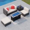 Shintenchi 5 Pieces Patio Furniture Sets w/45 inch Fire Pit Table, Outdoor Conversation Set