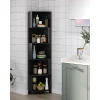 Yusong Bookshelf Corner Shelf Bookcase, Wooden 5-Tier Book Shelves Display Cabinet for Living Room,Bedroom,Bathroom, Black