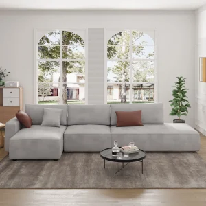 3 piece Sectional Sofa Couch, L-Shaped Contemporary Design Faux Leather Sofa, Corner Modular Sofa for Living Room, Bedroom