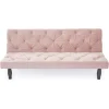 Futon Converts Bed 66" Pink Velvet Loveseat Sleeper Sofa Suitable for Family Living Room Apartment Bedroom Sofabed Sofas Folding