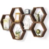 Wall Storage Shelf Wood Display Hexagonal Shelves Mounted Hanging Bedroom Living Room Hallway Office Decor