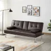 LuxuryGoods Modern Faux Leather Futon with Cupholders and Pillows, Espresso furniture living room